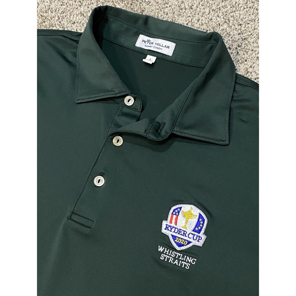 Peter Millar Men’s L Ryder Cup Golf Polo Shirt Green Whistling Straits 2020